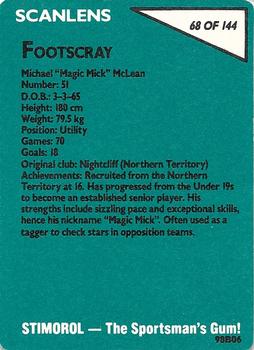 1988 Scanlens VFL #68 Michael McLean Back